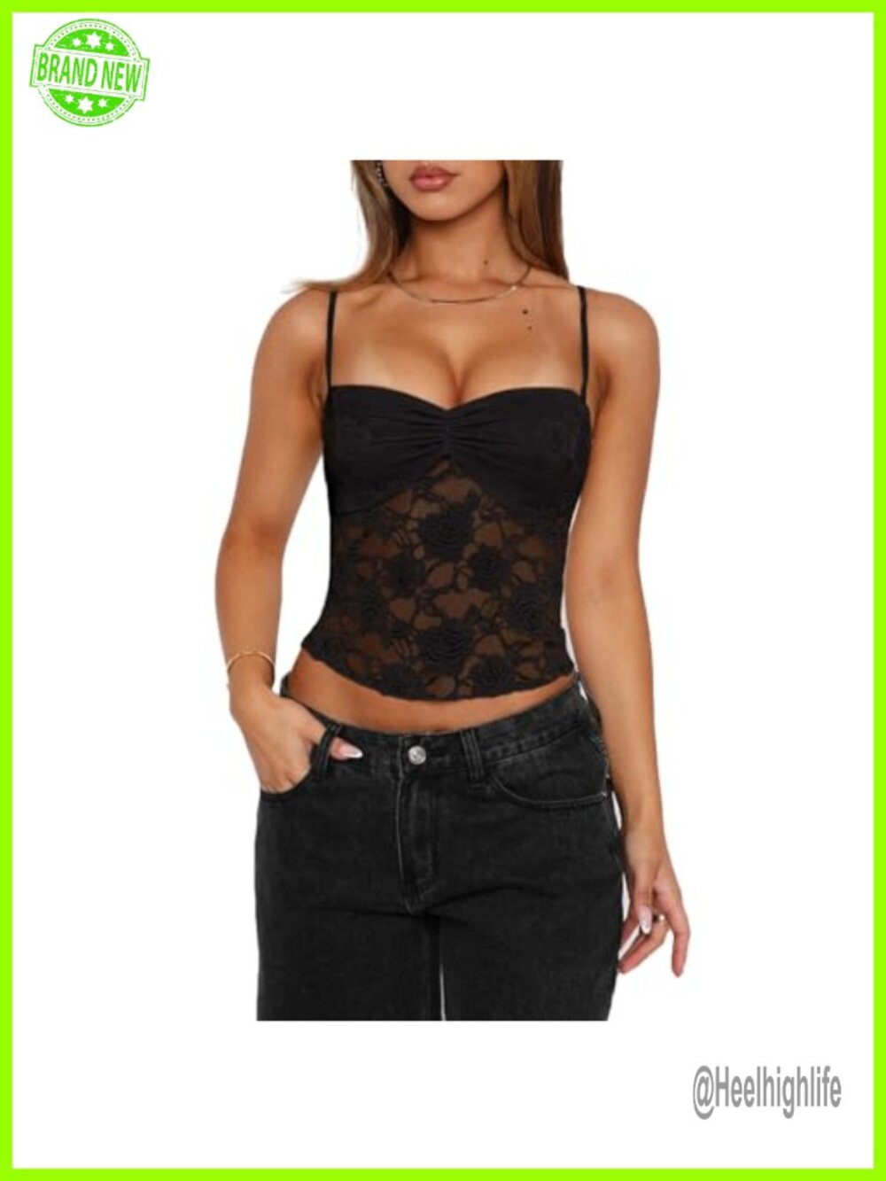 Lace Floral Cami Tank Top Spaghetti Strap Backless Sleeveless Slim Fit Going